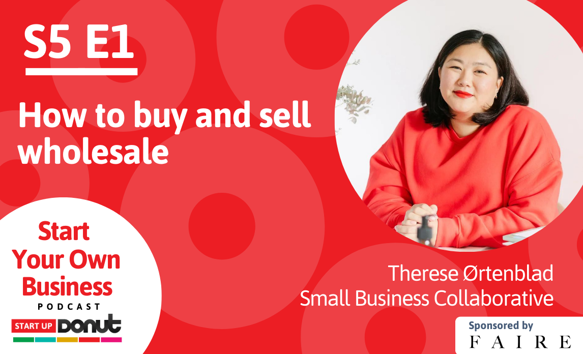 Cover image for Start Your Own Business podcast episode titled How to buy and sell wholesale with Therese Ortenblad as our special guest